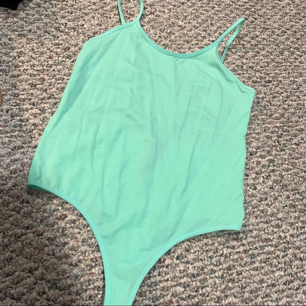 Teal seamless caged back bodysuit